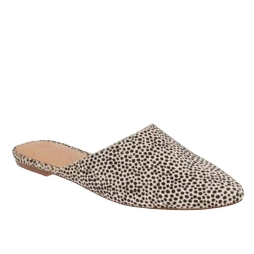 Madewell Cream and Black Dotted Leather Mules